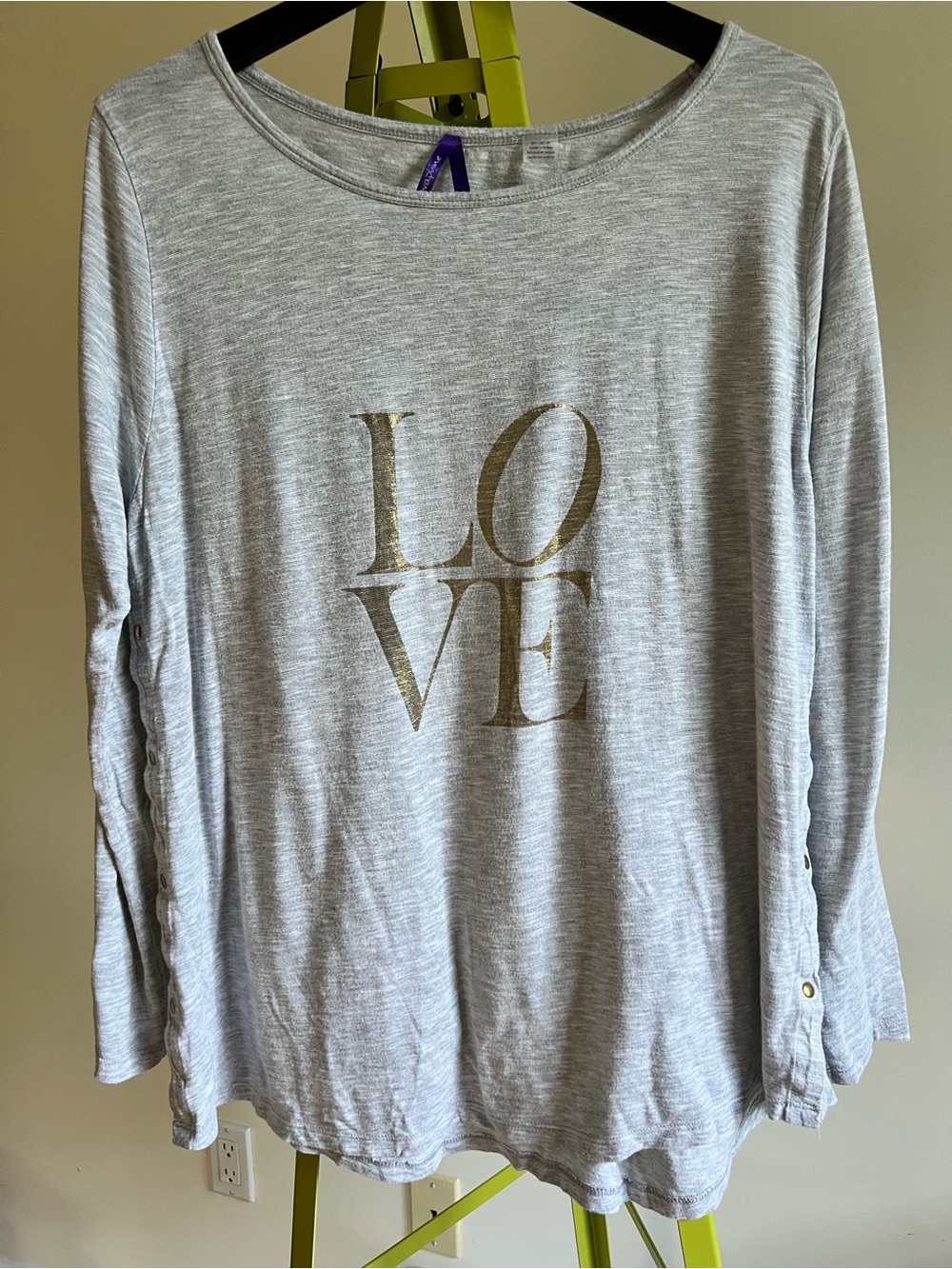 Seraphine Maternity Light Gray Long-Sleeve 'LOVE' Graphic NURSING Top XL